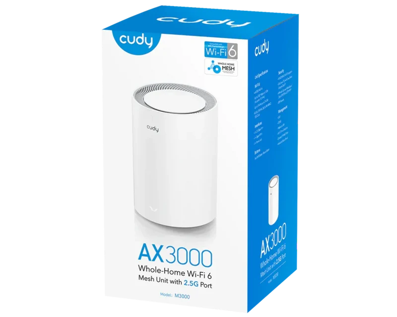 Cudy M3000 AX3000 2.5G Dual Band Wi-Fi 6 Mesh System