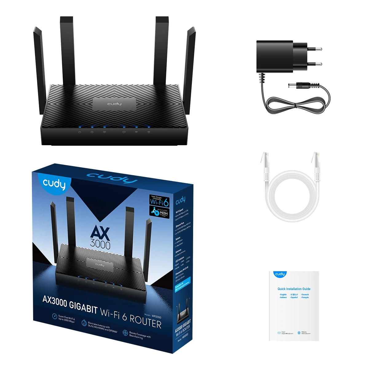 CUDY WR3000-IL AX3000 Gigabit Wi-Fi 6 Mesh Router